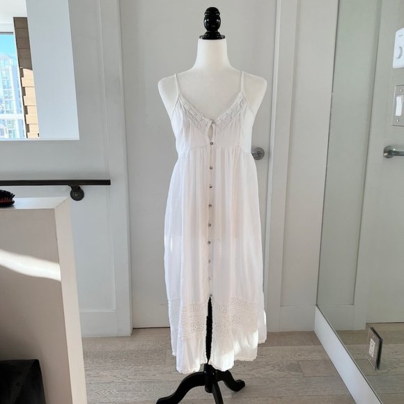 TopShop | Linen Boho Maxi Sundress | Small | White - Picture 1 of 8